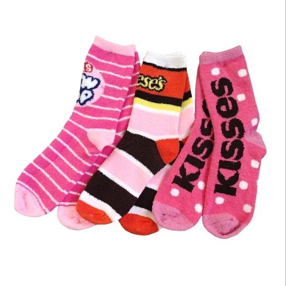 Colorful Foody Junk Food 3 Pairs Fuzzy Winter Crew Socks NWT - Picture 2 of 9